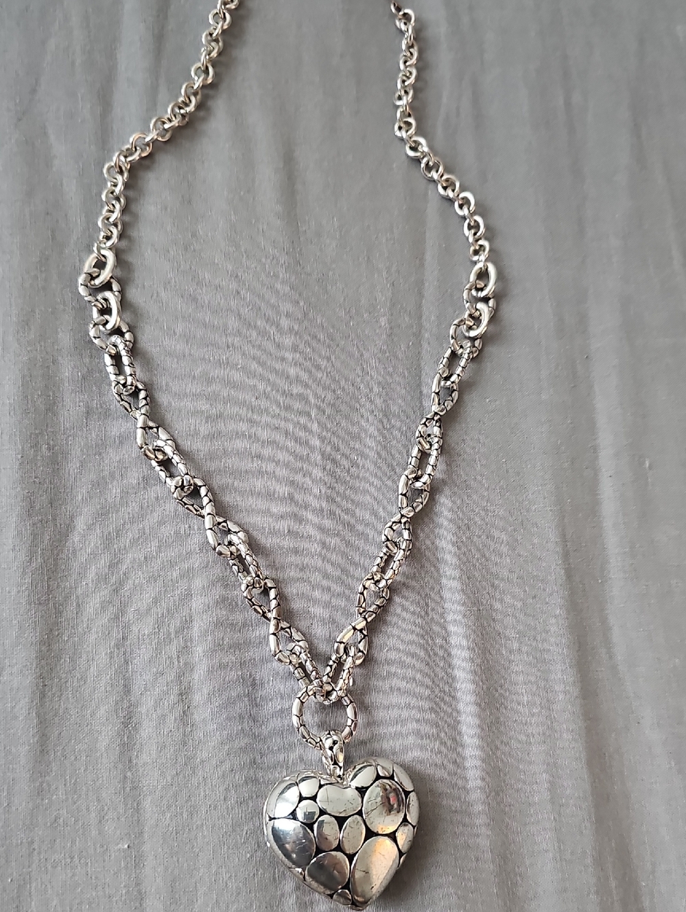 Vintage Silver Heart Pendant Necklace - Silver